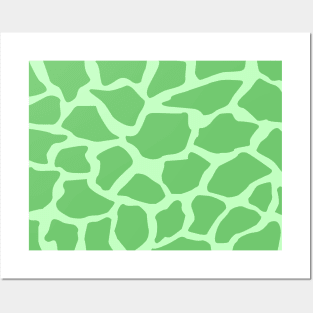 Green Giraffe Pattern Posters and Art